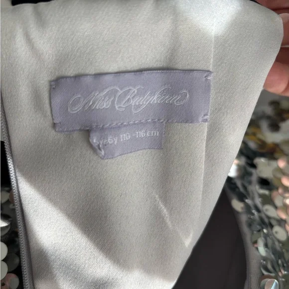 Miss Balykina Sequins Holiday Dress Black Bows Silver Girl Sz 5 Y.O. - Picture 8 of 10